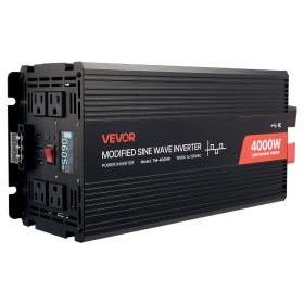 VEVOR 4000W Power Inverter, 12V DC to 120V AC Modified Sine Wave Inverter, Solar Car Charger Converter with LCD Display, Remote Control, 2 USB Po