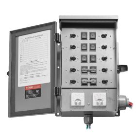 VEVOR Manual Transfer Switch, 30-Amp 10-Circuit, Prewired Generator Transfer Switch Kit with NEMA L14-30P Power Inlet Box, Double-Throw Switch